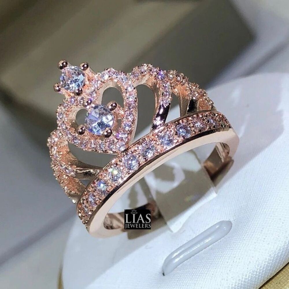 Brand New 18k Rose Gold Wedding Ring, Engagement Ring, Crown Ring